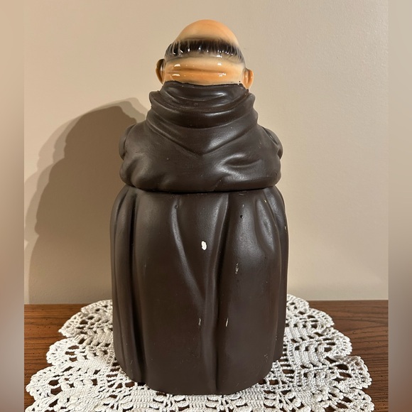 Vintage Friar Monk Cookie Jar 'Thou Shalt Not Steal' Japan holding book - Picture 3 of 10